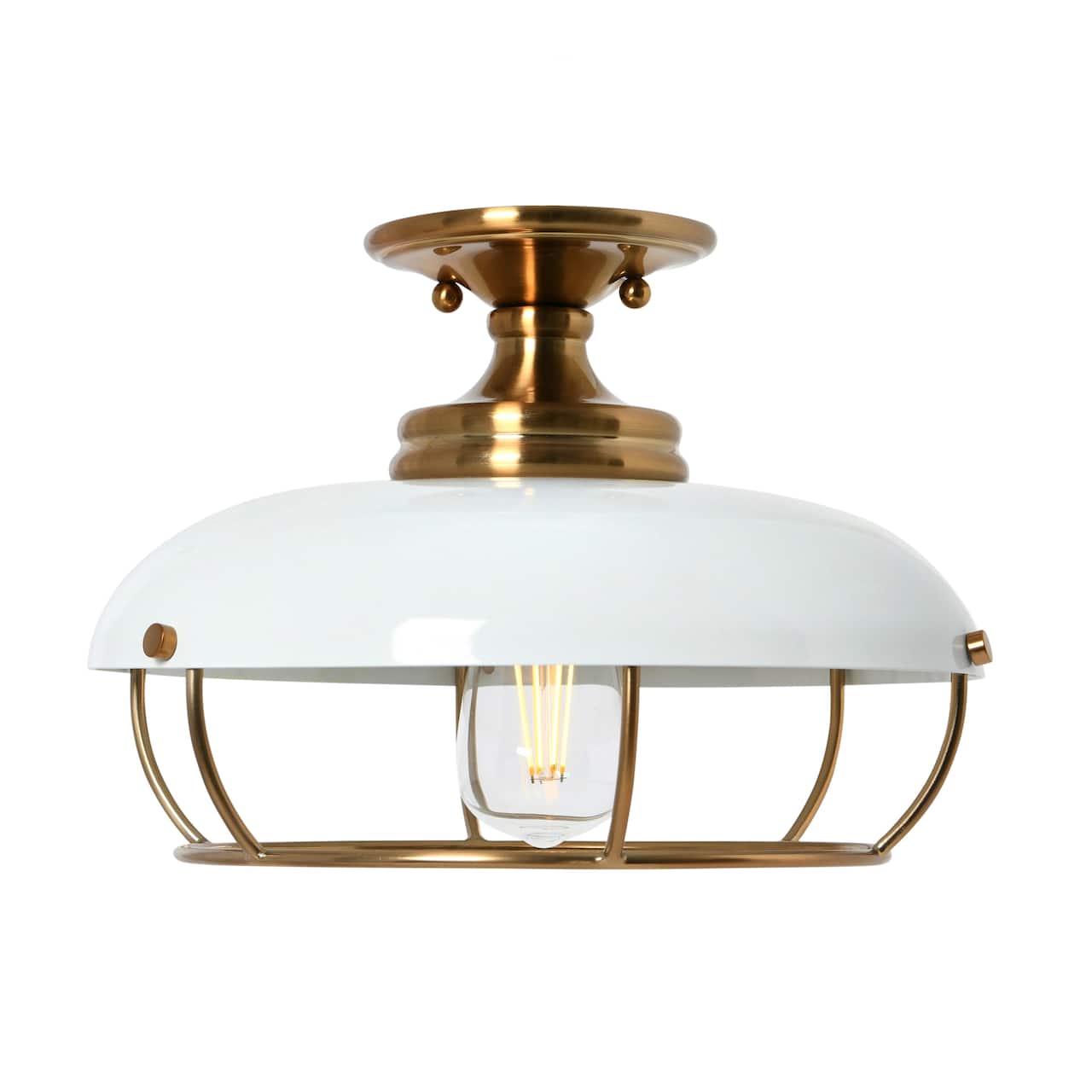 Hello Honey® 13" Wide Caged Dome Metal Semi-Flush Mount Ceiling Light
